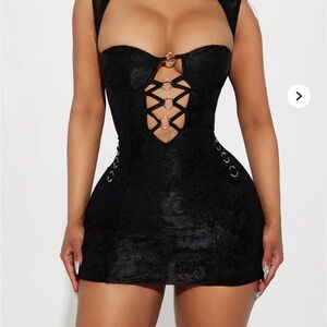 Fashion Nova Black Ring Detail Mini Dress